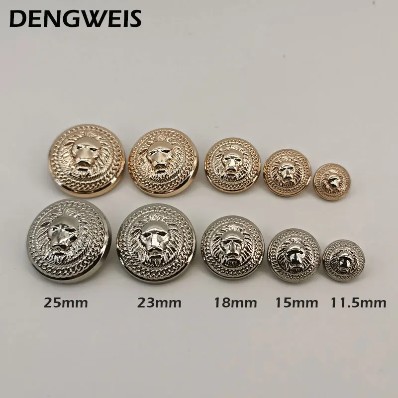 

Free Shipping 10pcs/Lot Dia 11.5/15/18/23/25mm,Gold&Silver Color,Metal Lion Style Buttons, Garment Accessories Diy Materials New