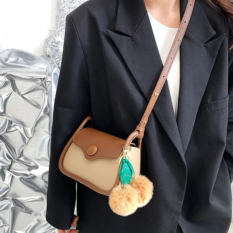 2022 Branded Design Women Handbags with Plush Ball Fashion Small Shoulder Bags Female Hand Bolsa Feminina |