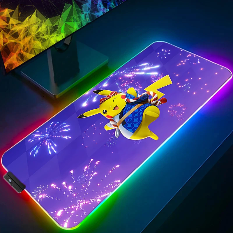 

Коврик для мыши Pokemon pikachu RGB, игровой коврик для мыши xxl, светодиодный, для геймеров, копия, коврик для мыши, Настольный коврик для ПК с подсветк...