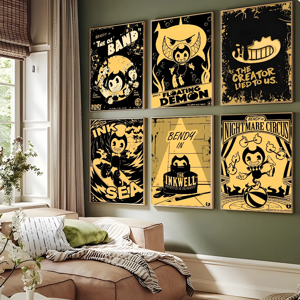 B-Bendy A-And The L-Ink M-Machine самоклеящийся художественный постер белая бумага принты