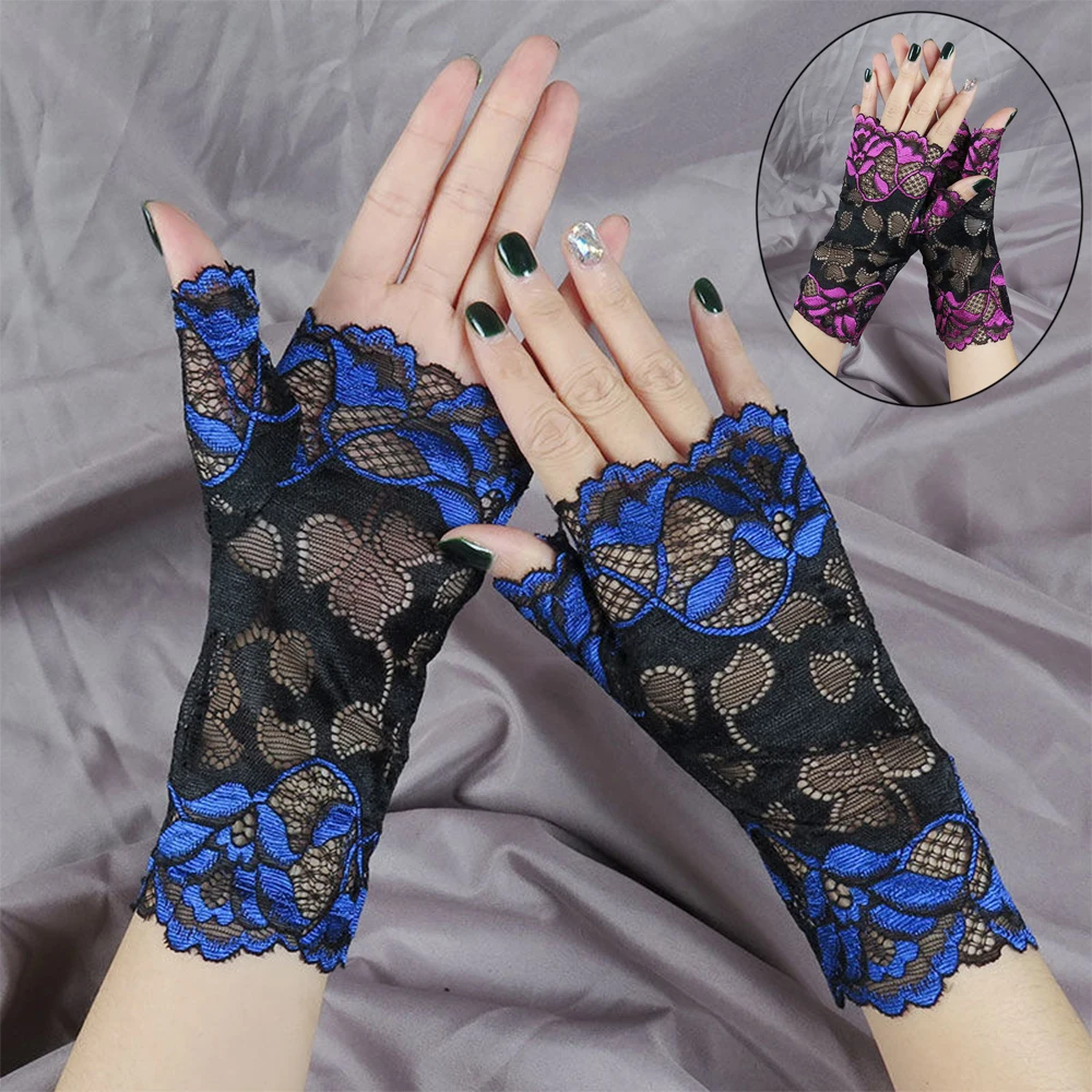

Womens Sexy Dressy Lace Gloves Sunscreen Short Gloves Fingerless Lace Driving Gloves Spring Summer Mittens Accessories Hot Sale