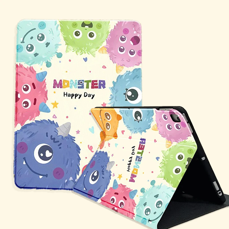 Smart Cover with Pencil Holder for Ipad Mini 6 Case IPad 6th Generation 9.7 Inch 10.2 8th 9th Gen Cartoon Monster