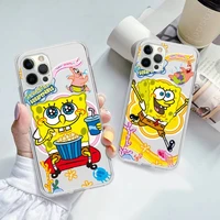 bandai cute cartoon spongebob phone case for iphone 11 12 13 mini pro xs max 8 7 6 6s plus x 5s se 2020 xr clear case
