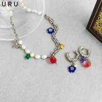 fashion jewelry popular style natural freshwater pearl necklace 2022 new trend colorful flower pendant necklace for women gifts