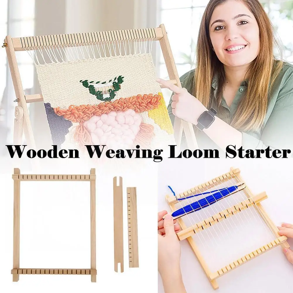 

20cm Wooden Weaving Loom Starter Kit Hand-woven Diy Woven Sewing Tapestry Loom Set Scarf Multifunctional Household Machine Q3o7