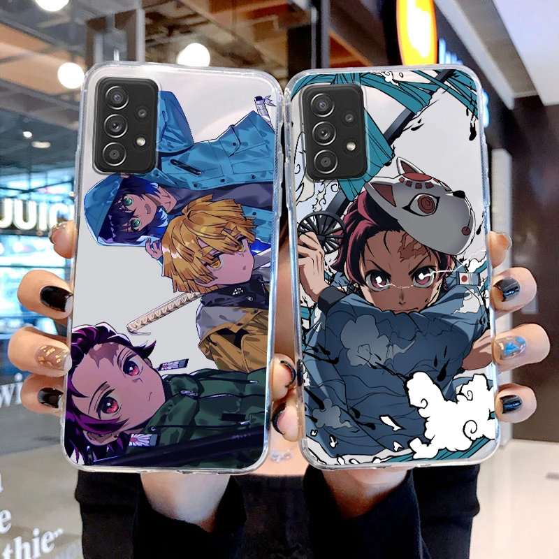 

Demon Slayer Tanjirou Zenitsu For Samsung A73 A70 A20 Note 20 10 9 Ultra Lite F23 M52 M21 j8 j7 j6 Transparent Phone Case