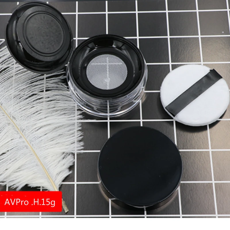 Portable Plastic Powder Box Handheld  Empty Loose Powder Pot with Sieve Cosmetic Travel  Makeup Jar Sifter Container