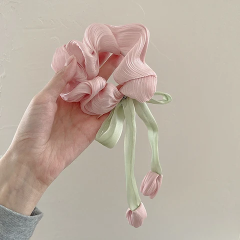 Милые резинки для волос для женщин и девушек, корейские резинки для волос, элегантные резинки-тюльпаны, держатель для конского хвоста, эластичные аксессуары для волос с бантом