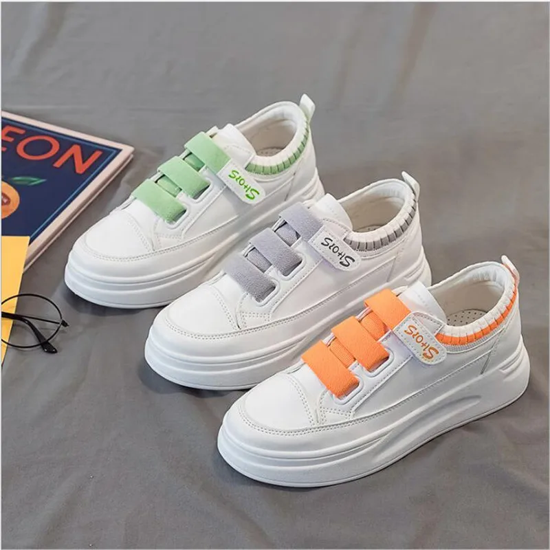 

White Shoes Woman 2022 Fashion Pu Leather Casual Women Shoes Breathable Female Shoes Tenis Feminino Slip-Up Sneakers Platform