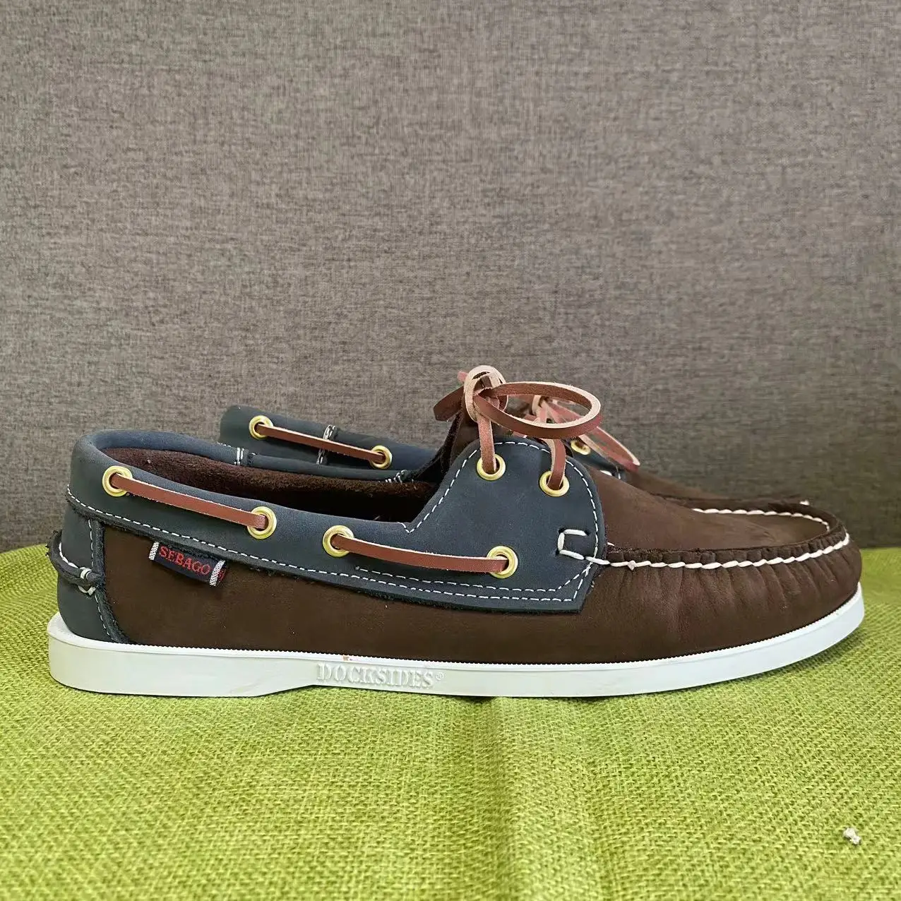 Мужские Аутентичные туфли seбаго Docksides-Премиум замша кожа Moc носок шнуровка