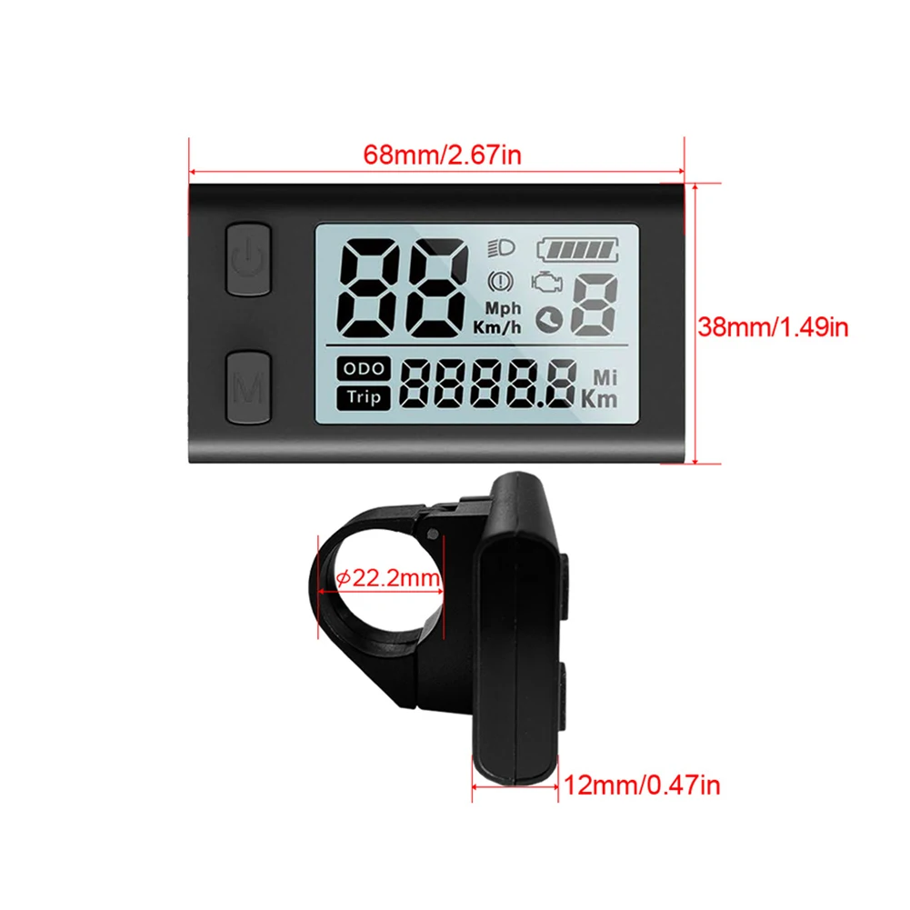 

LCD Display 510S Display Mid-Motor Plastic Material UART Protocol 24/36/48V 38x68mm 510S 8fun BBS01 BBS02 BBSHD