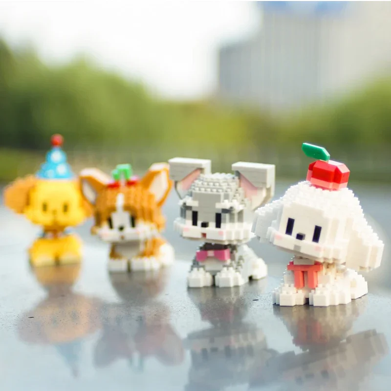 Животное Собака Микро Строительные Блоки Мопс Тедди Шнауцер Хаски Корги Каваи 3D