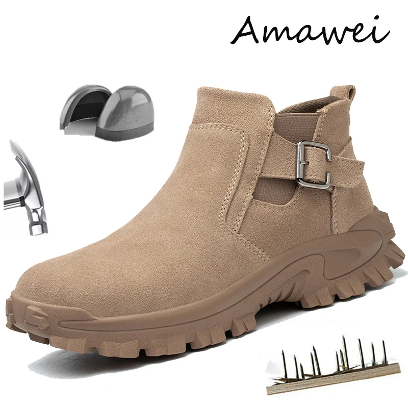 

Amawei Mens Sneakers Indestructible Safety Shoes Breathable Anti-Punctur Steel Toe Work Boots Botas De Trabajo Para Hombre