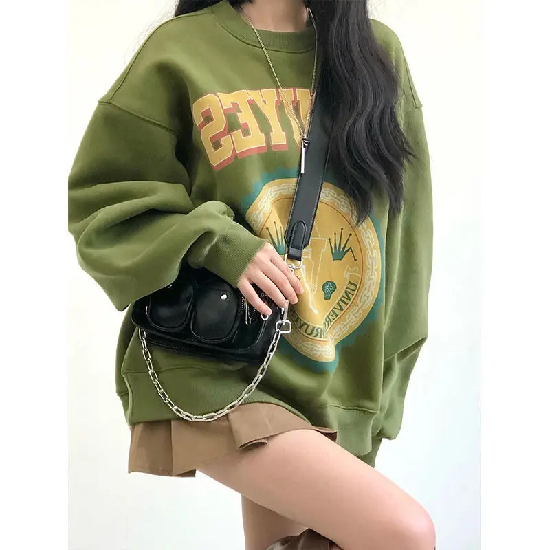 

Oversized Avocado Green Sweater Girls Spring Autumn New Korean Small Fresh Design Sense Niche Sweater High Quality Free Shipping