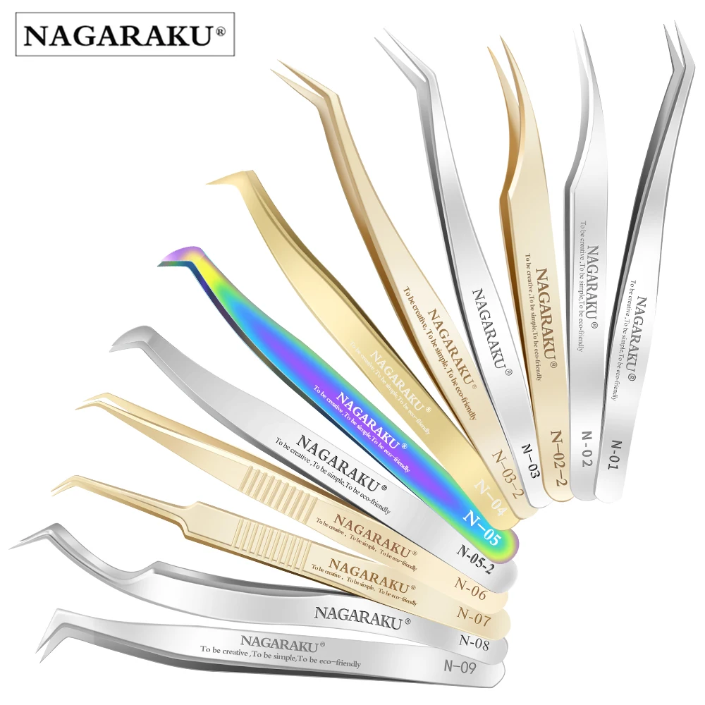 NAGARAKU 20 PCs N-series Tweezers For Eyelash Extension Fans-making Tweezers Volume Fans Eyelash Tweezers 3D Accurate Tweezers