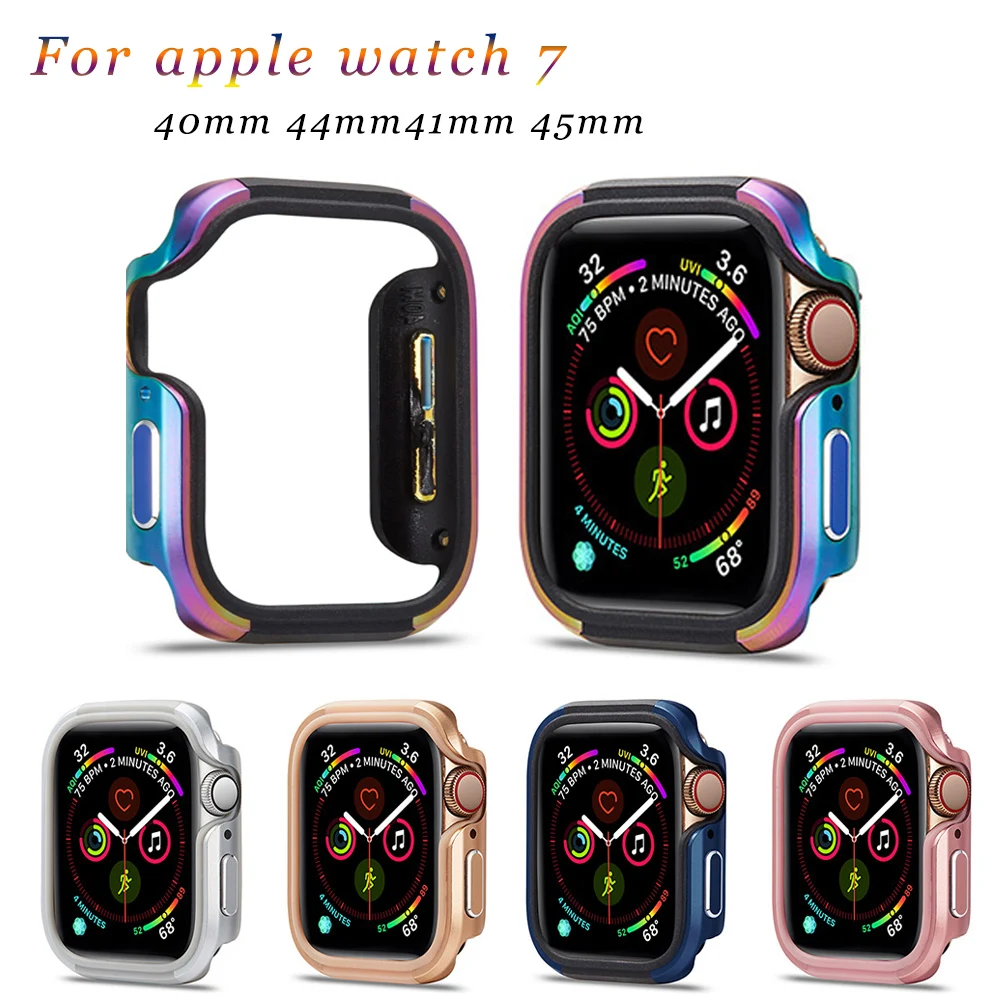 

Aluminum Alloy Cover for Apple Watch Series 7 6 SE 5 4 Case 41mm 45mm 40mm 44 apple watch se screen Protector Frame Metal Bumper