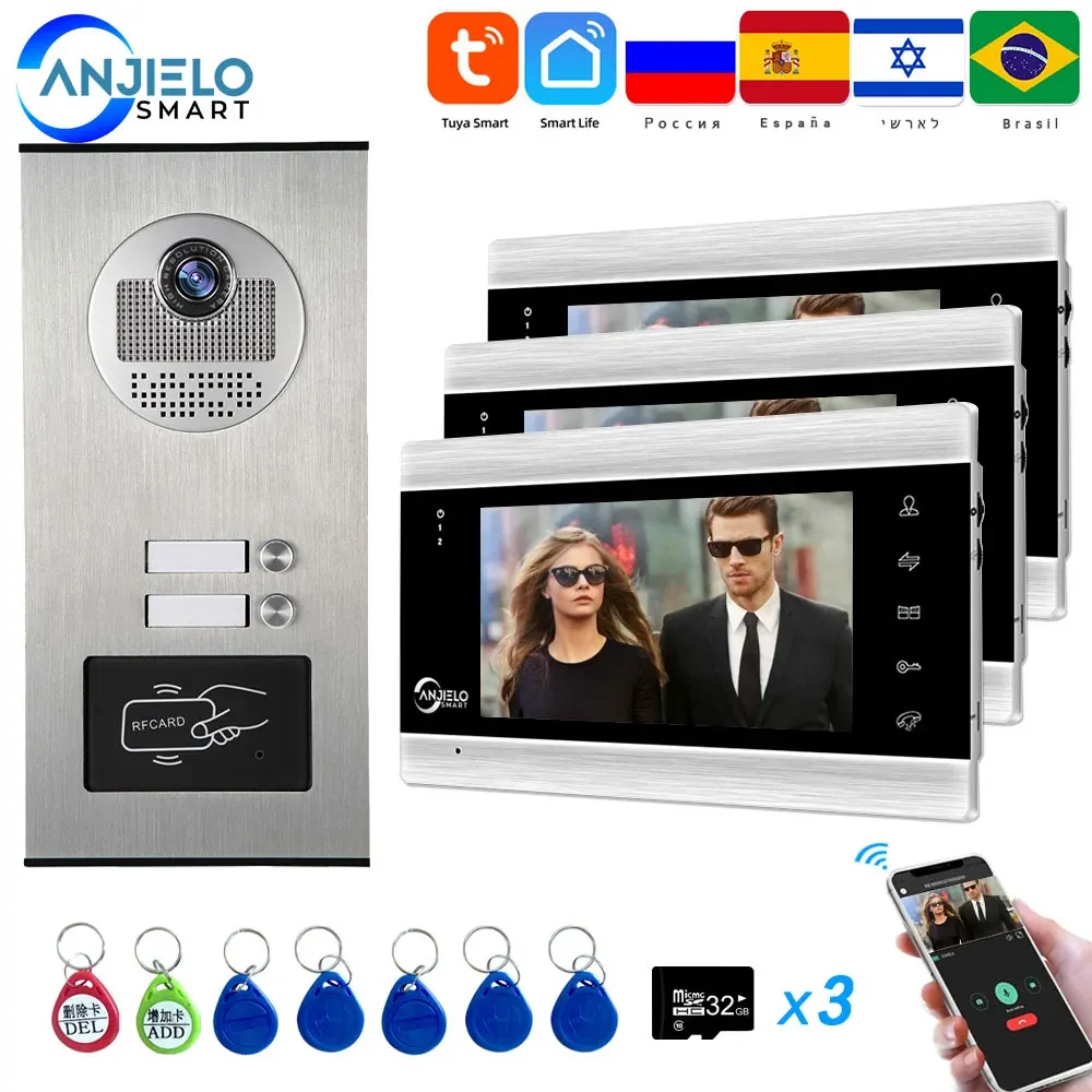 Мультисемейное здание 7 &quotWi-Fi Tuya умный видеодомофон для дома дверной звонок