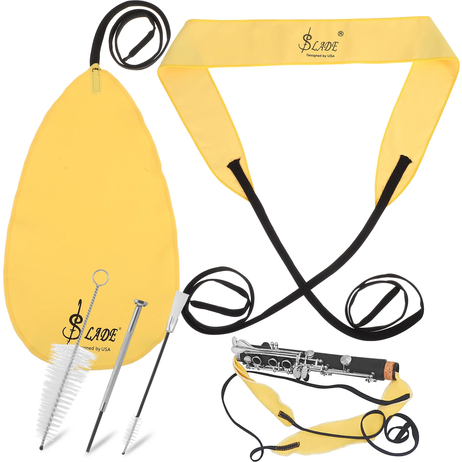 

Clarinet Cleaning Kit Instrument Care Kit Including Cleaning Cloth Dust Brush Mouthpiece Brush Long Cloth with Screwdriver