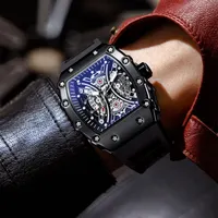 Skeleton Dial Sport Watches Men Fashion Style Top Brand Luxury Silica Gel Strap Waterproof Quartz Watch Montre Homme 1