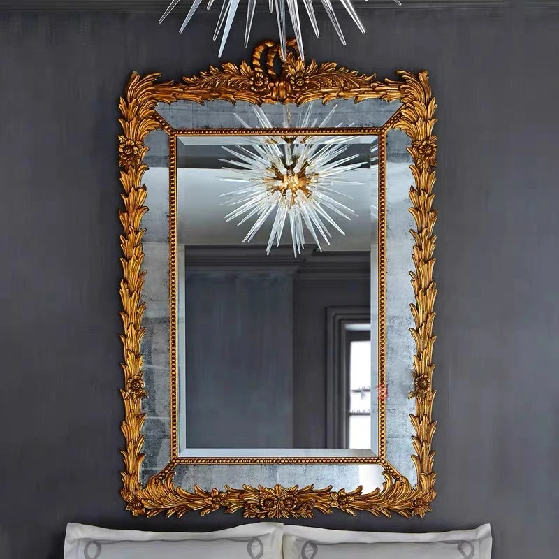 

High Grade Luxury Creative Carved Wood Frame Mirror Living Room Sample Room Office Decoration