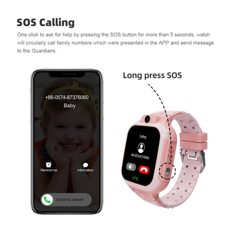 Детские Смарт-часы SOS для детей Sim-карта LBS местоположение фото водонепроницаемый