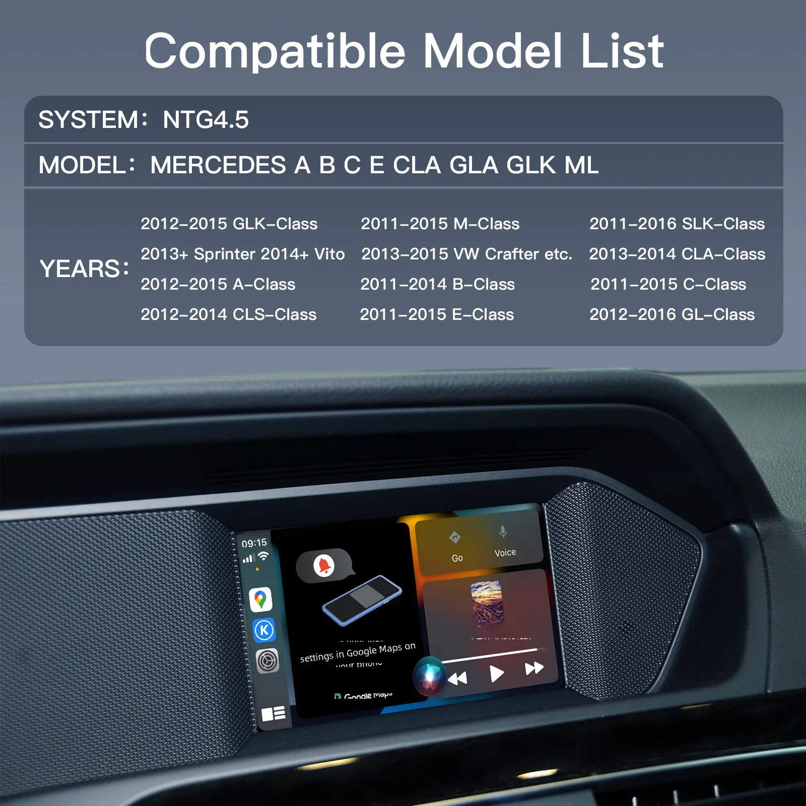 Autoabc Wireless Carplay Для Mercedes Benz A B C E Cla Gla Glk Ml Sprinter Ntg4.5 Becker Android Автомобильный