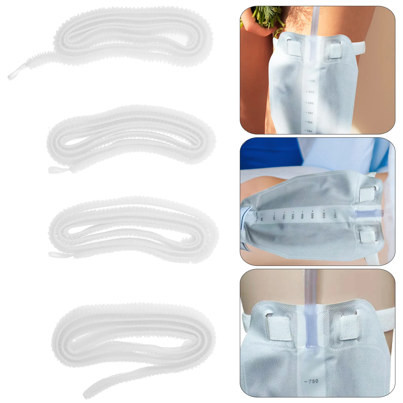 

4 Pcs Drainage Strap Polyester Catheter Loop Stretchy Belts Men Holder Leg Bands Elastic Closure Bag