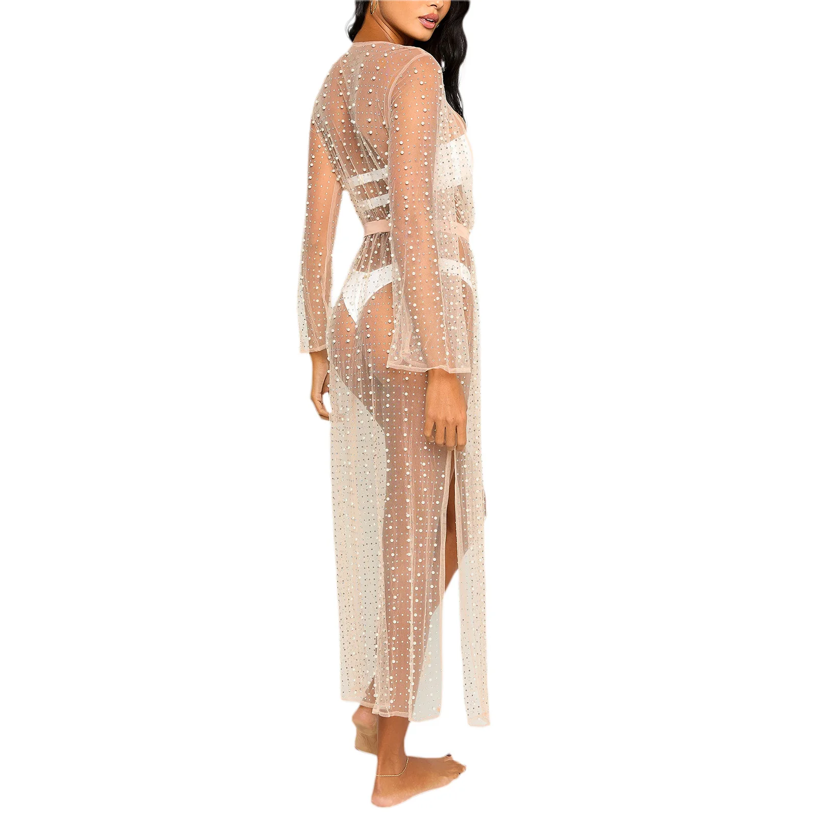 Летняя женская Солнцезащитная шаль с длинным рукавом прозрачная сетчатая