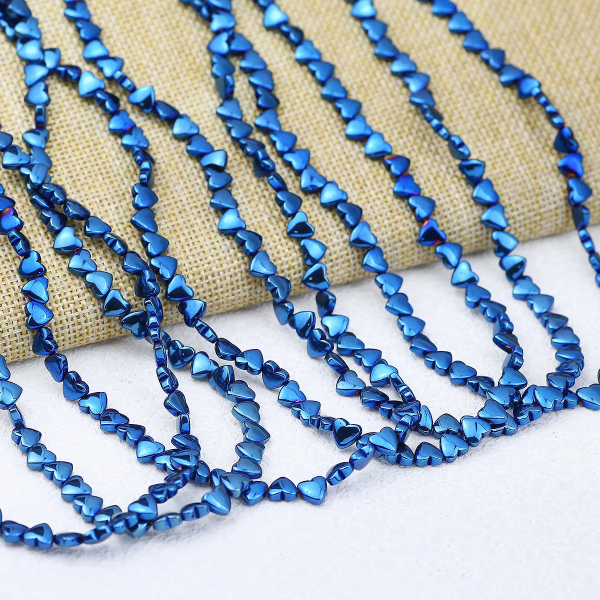 Натуральный камень в форме сердца гематитовые прокладки синие свободные бусины