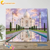 chenistory oil painting by number taj mahal scenery diy paint by numbers drawing on canvas home decoration 60x75cm frame gift