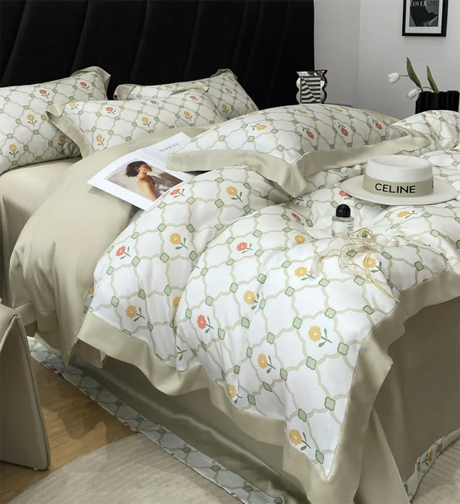 Европейский Винтажный Комплект постельного белья в стиле барокко синего цвета