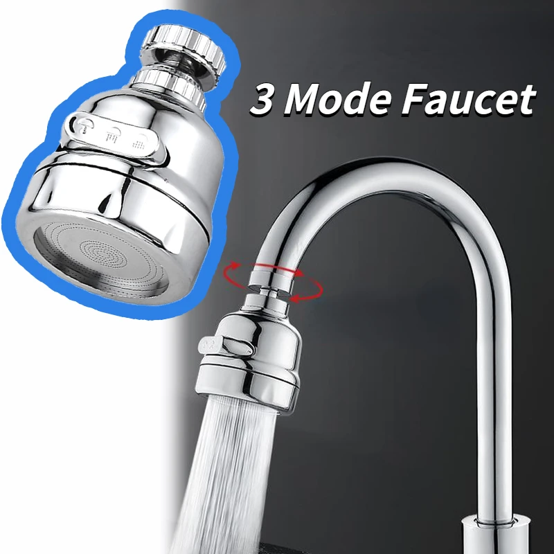 

Three-speed Booster Kitchen Faucet Splash-proof Faucet 360° Rotation Filter Universal Tap Shower Water Saving Tap Kitchen Gadget