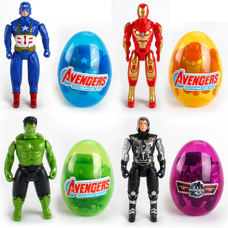 

Marvel Avengers Kawaii Anime Action Figure Iron Man Thor Hulk Captain America Deformation Egg Toys For Children Birthday Gift