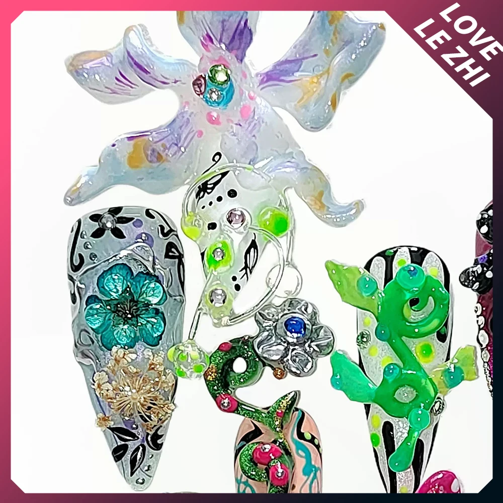 Художественные Креативные 3D Искусственные ногти Y2K в стиле панк ручной работы на