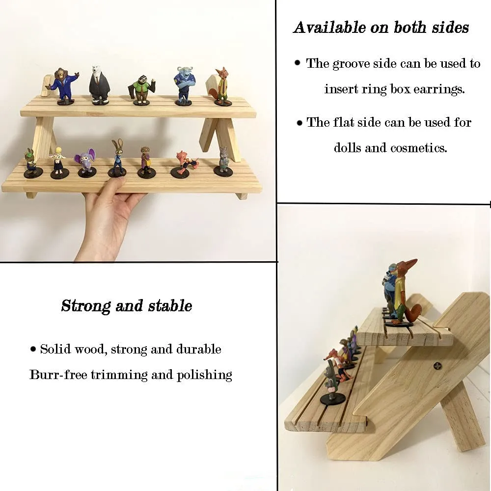 2-Tier Retail Display Rack, Wooden Earring and Ring Display Rack, Storage Rack,Jewelry or Coins（15.6x6.7x3.15 Inch）
