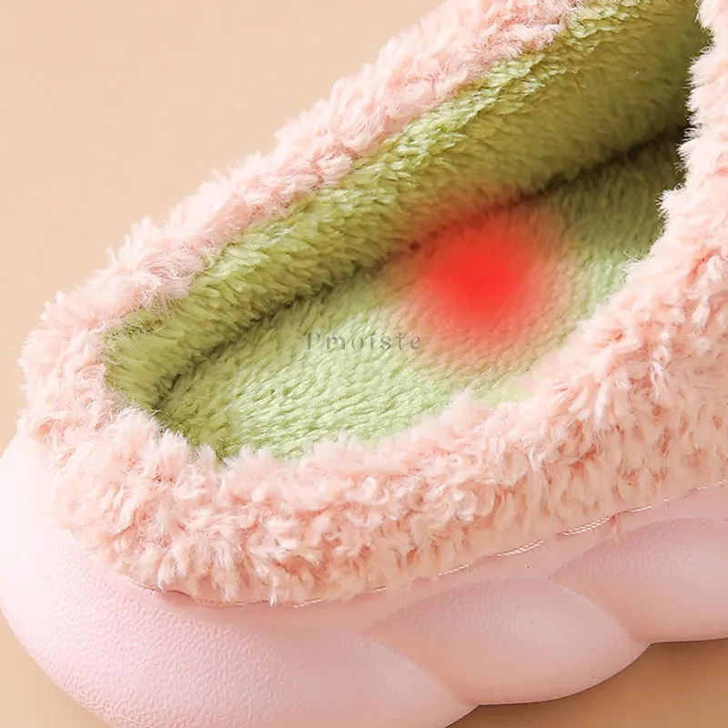 Furry Winter House Slippers for Women Thick Sole Shoes Mix-Color Flower Woman Bedroom Slippers Warm Plush Indoor Slippers Female