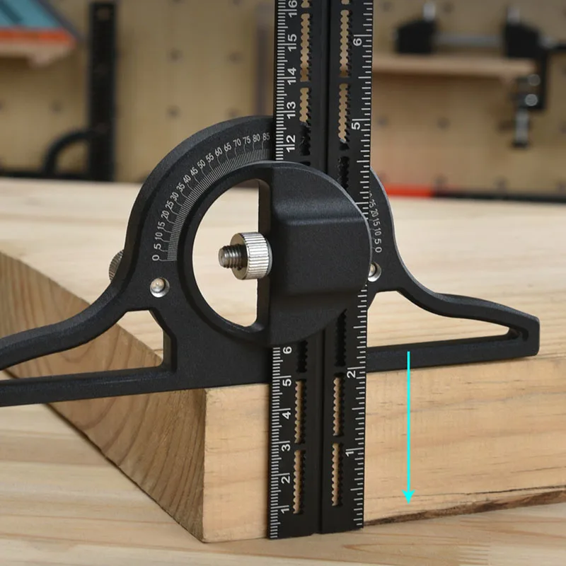 Деревообрабатывающий квадратный измерительный инструмент 0-180 ° Комбинированная