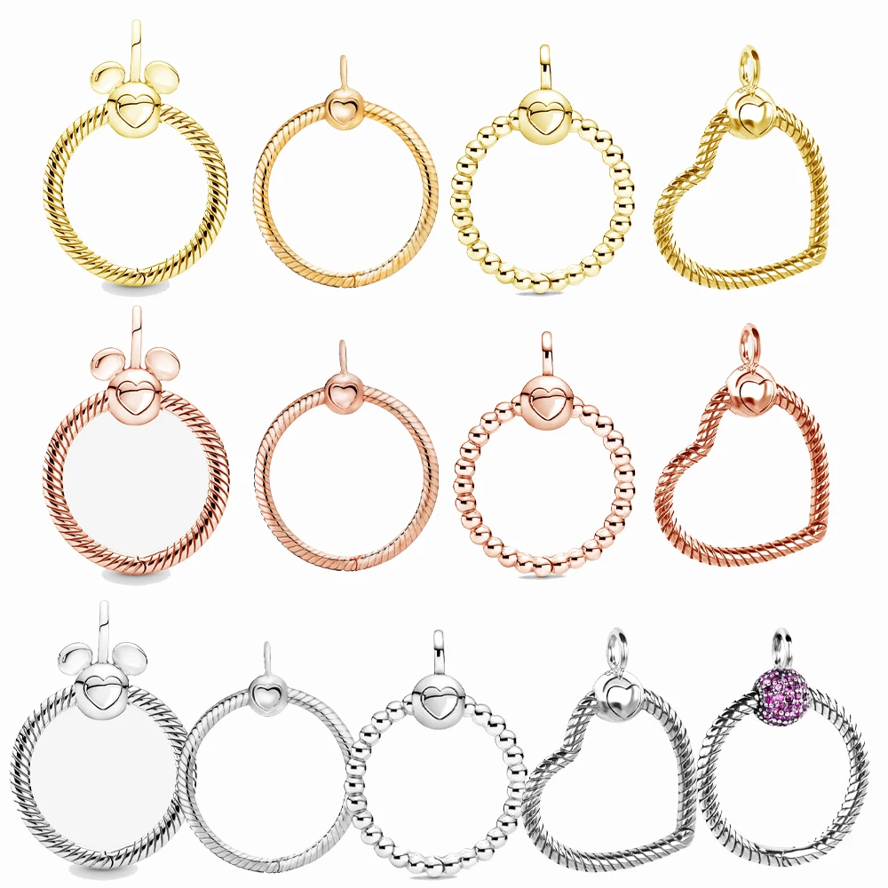 

MYBEBOA 925 Sterling Silver Cartoon Mouse O Love Heart CZ Pendant Dangle Fit Original Pandora Moment Charms Women DIY Jewelry