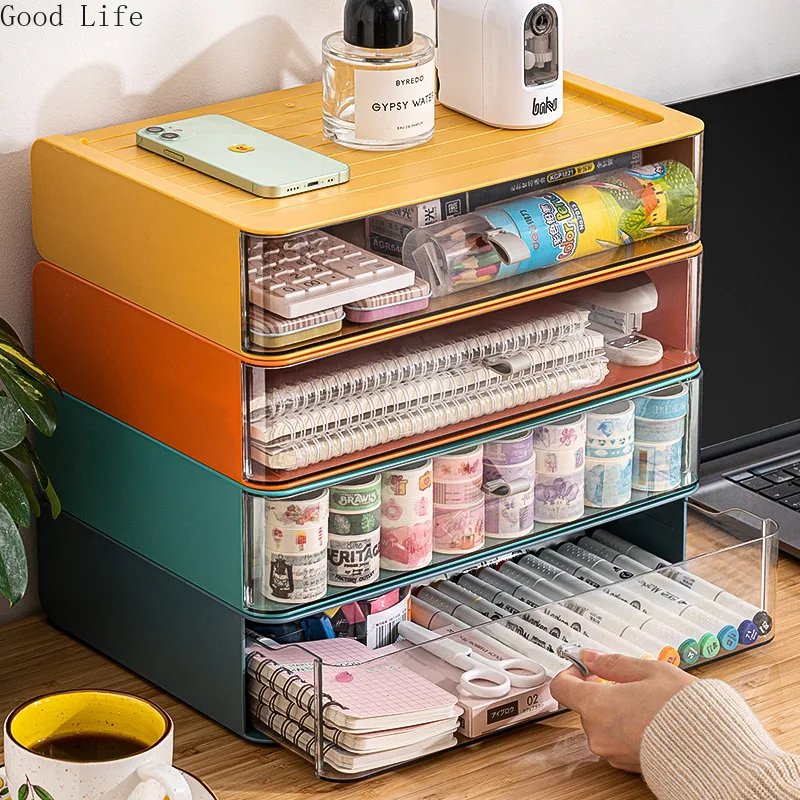 

Colorful Desktop Organizer Drawer Type Office Dormitory Sundries Rack Desk Stationery Sorting Storage Box