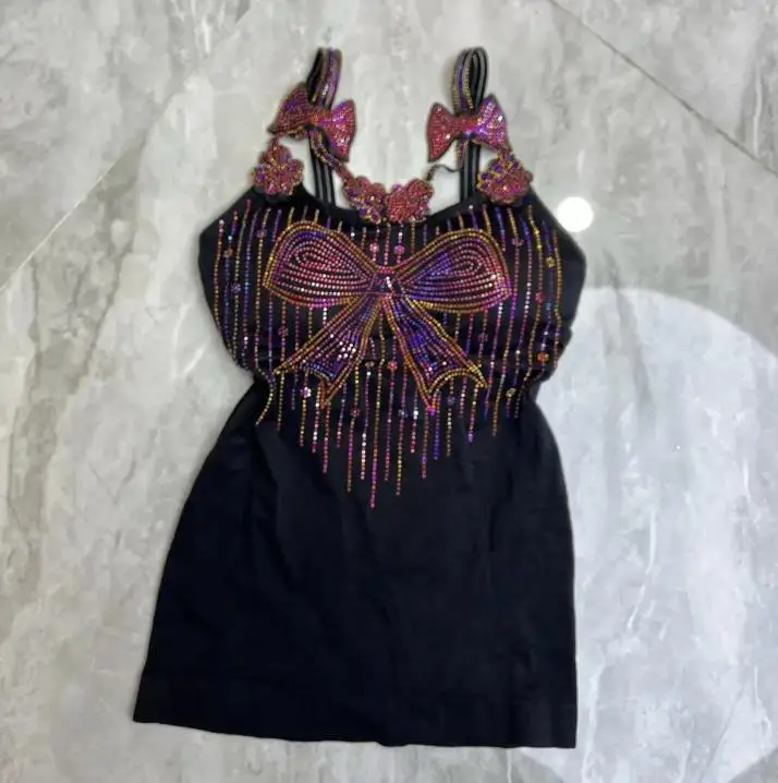 

Sexy Bling Bling Gemstones bow knot Camis Tops