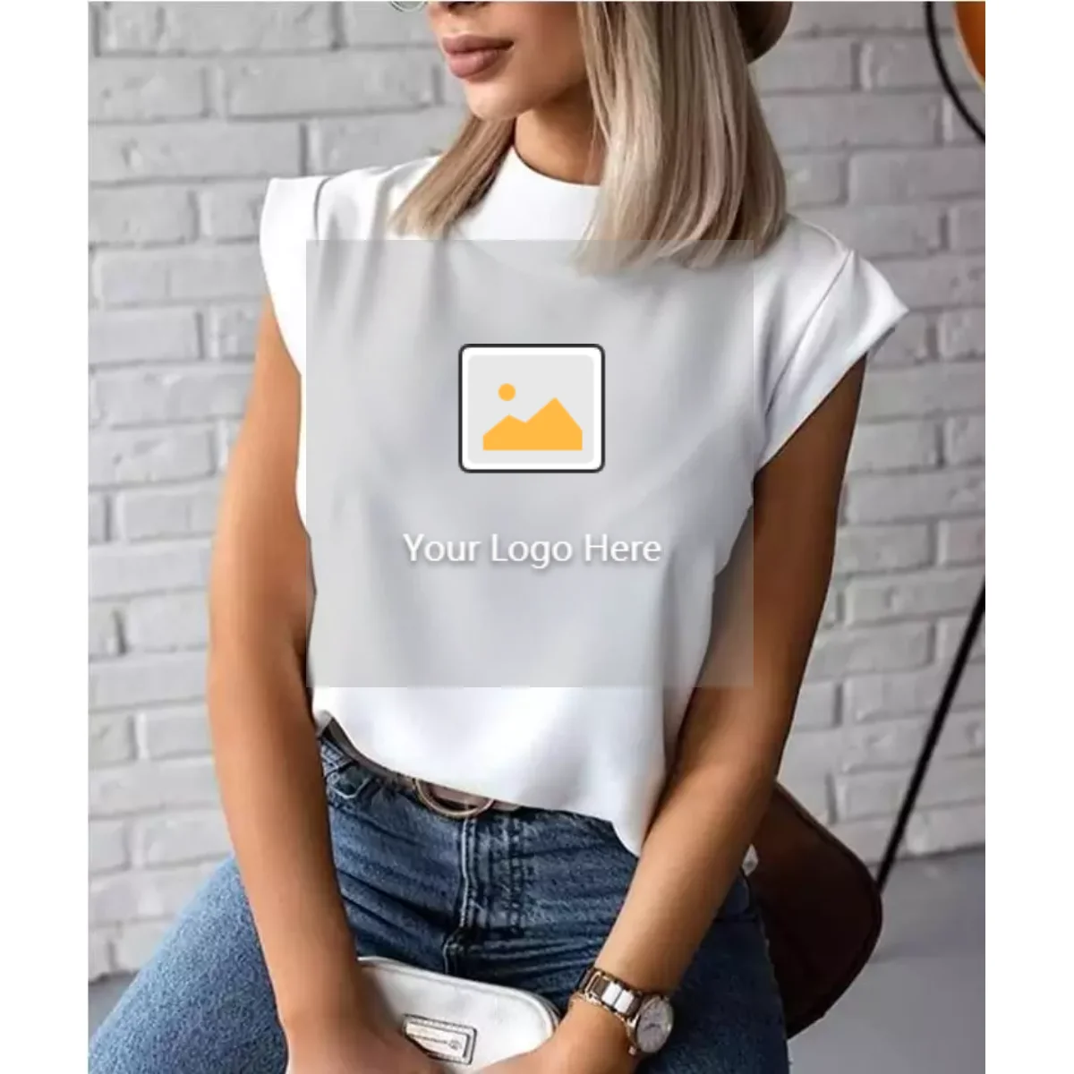 

2022 New Arrival Womens Tshirts Summer Stand Neck Streetwear Casual t shirts Lady Fashion White tshirt Female Top