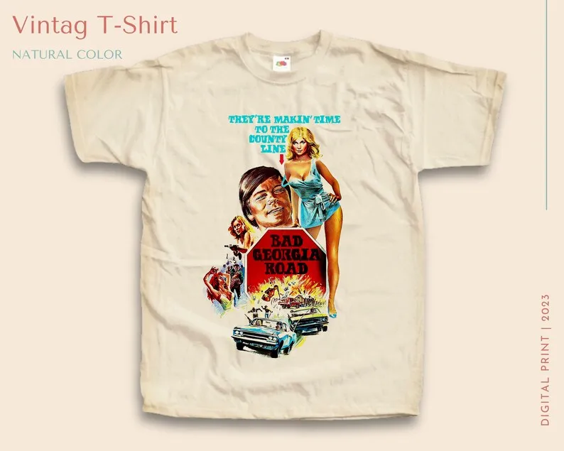Винтажная футболка Bad Georgia Road натуральный цвет мужская и женская унисекс цифровая