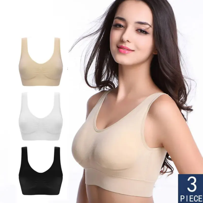 

Set of 3 Sexy Women's Bras Plus Size Seamless Bra Cushionless Underwear Wireless Comfort Activity Bra