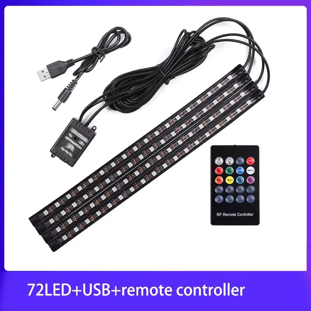 

1*48/72Led Lights Strip(USB/Cigar+APP+Romote) Car Interior Lights Strip Foot Lights Atmosphere Decorative Lamp USB
