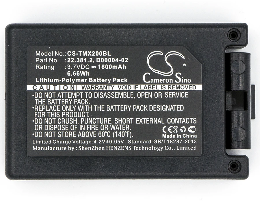 

Cameron Sino 1800mA Battery for Teleradio TG-TXMNL,Transmitter Tele Radio TG-TXMN 22.381.2,D00004-02,M245060