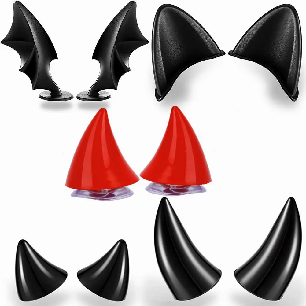 

10pcs Motorcycle Helmet Horns Accessories Set Cute Cat Ears Devil Wings Shaped Adhesive Suction Cup Decoration Parts