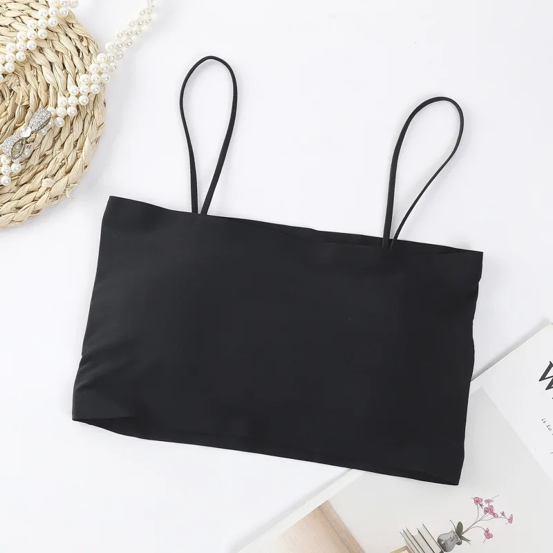 

Fashion Summer Sexy Bras for Women Push Up Lingerie Ice Silk Seamless Word Sling Female Tube Top 2022 White Bralette Top Tanks