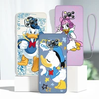 cute donald duck disney phone case for xiaomi mi 11 lite poco x4 x3 x2 c31 c3 m4 m3 f4 f3 gt pro nfc 5g liquid rope cover