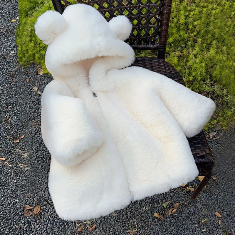 

Girls Coat Jacket Cotton Windbreak Snowsuit 2023 Fuzzy Winter Autumn Faux Fur Outwear Children's Clothing