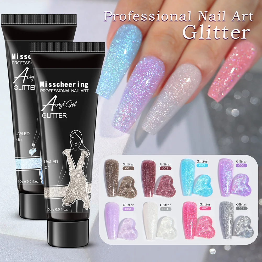 

15ml Glitter Nail Extension UV Gel Crystal Acrylic Nail Glitter Sequins UV Extend Gel Soak Off Gel Varnish Manicure Nail Art Gel